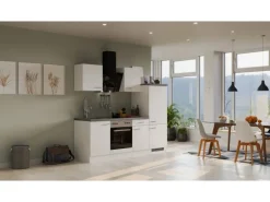 Flex-Well Exclusiv Küchenzeile Joelina 220 cm Weiß matt - Beton Grau