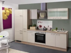 Flex-Well Exclusiv Küchenzeile Orlando 300 cm Kaschmir Glanz-Sonoma Eiche