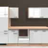 Flex-Well Exclusiv Küchenzeile Valero 280 cm ohne E-Geräte Hochglanz Weiß