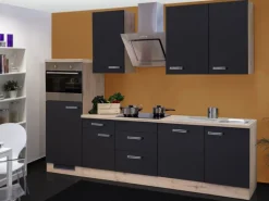 Flex-Well Exclusiv Küchenzeile Lara 280 cm Anthrazit-San Remo Eiche NB