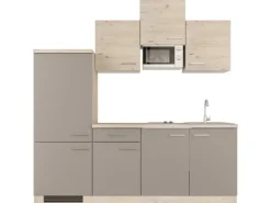 Flex-Well Exclusiv Küchenzeile Arizona 210 cm Quarz Cubanit - San Remo Eiche