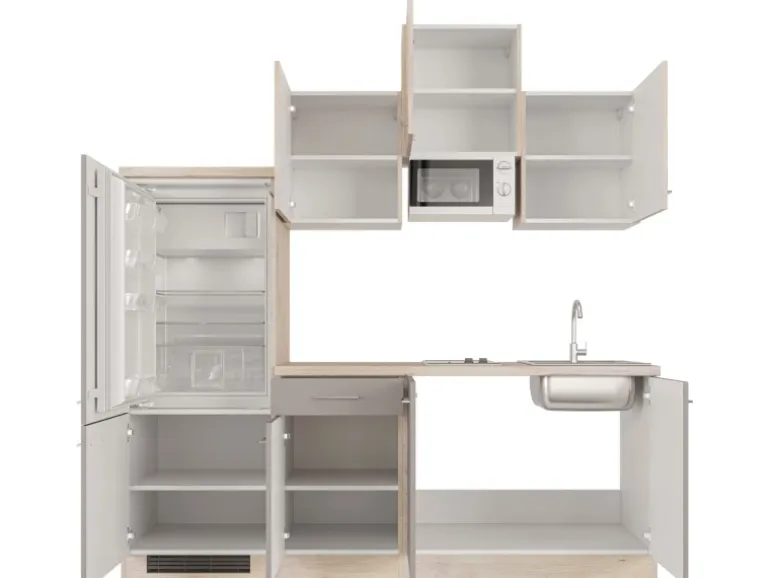 Flex-Well Exclusiv Küchenzeile Arizona 210 cm Quarz Cubanit - San Remo Eiche
