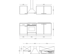 Flex-Well Exclusiv Küchenzeile Joelina 210 cm Weiß matt - Beton Grau