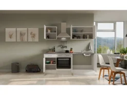 Flex-Well Exclusiv Küchenzeile Joelina 210 cm Weiß matt - Beton Grau