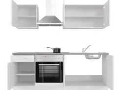 Flex-Well Exclusiv Küchenzeile Joelina 210 cm Weiß matt - Beton Grau