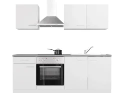 Flex-Well Exclusiv Küchenzeile Joelina 210 cm Weiß matt - Beton Grau