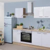 Flex-Well Exclusiv Küchenzeile Valero 210 cm Hochglanz Weiß-Sonoma Eiche