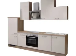 Flex-Well Exclusiv Küchenzeile Orlando 280 cm Kaschmir Glanz-Sonoma Eiche