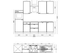Flex-Well Exclusiv Küchenzeile Cara 280 cm Schilfgrün matt - Artisan Eiche