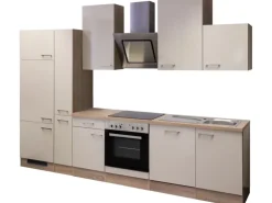 Flex-Well Exclusiv Küchenzeile Orlando 310 cm Kaschmir Glanz-Sonoma Eiche