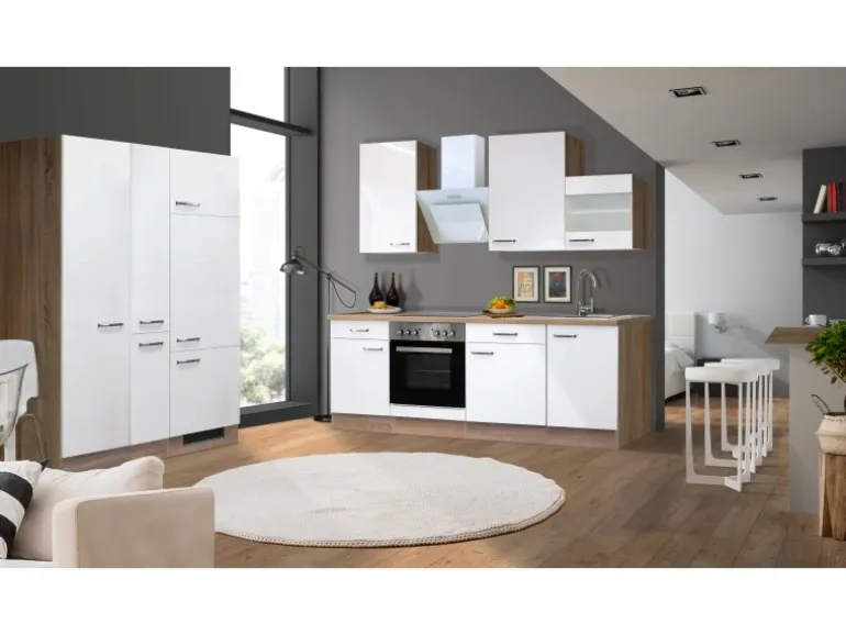 Flex-Well Exclusiv Küchenzeile Valero 360 cm Hochglanz Weiß