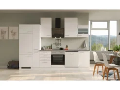 Flex-Well Exclusiv Küchenzeile Joelina 310 cm Weiß matt - Beton Grau