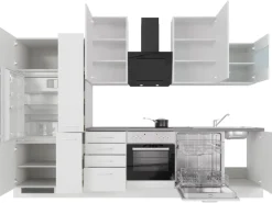 Flex-Well Exclusiv Küchenzeile Joelina 310 cm Weiß matt - Beton Grau