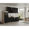 Flex-Well Exclusiv Küchenzeile Capri 280 cm Schwarz Matt-Endgrain Oak