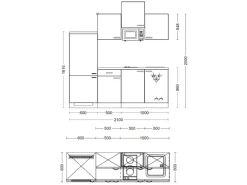 Flex-Well Exclusiv Küchenzeile Orlando 210 cm Kaschmir Glanz - Sonoma Eiche