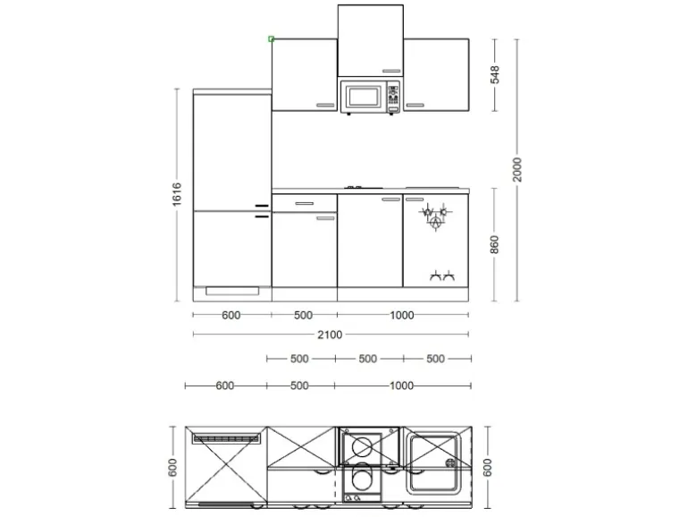 Flex-Well Exclusiv Küchenzeile Orlando 210 cm Kaschmir Glanz - Sonoma Eiche
