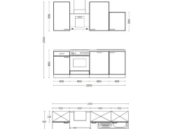 Flex-Well Exclusiv Küchenzeile Valero 220 cm Hochglanz Weiß - Sonoma Eiche