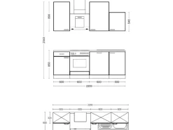 Flex-Well Exclusiv Küchenzeile Vintea 220 cm Magnolia matt - Lancelot Oak
