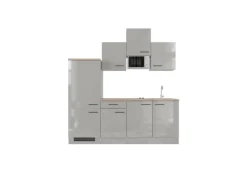 Flex-Well Exclusiv Küchenzeile 1602-002 Lund 210 cm Lichtgrau glänzend-Rauchgrau