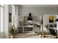 Flex-Well Exclusiv Küchenzeile Lund 270 cm Lichtgrau glänzend-Rauchgrau
