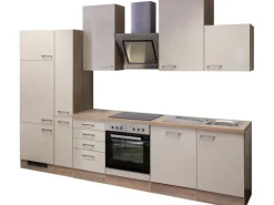 Flex-Well Exclusiv Küchenzeile Orlando 310 cm Kaschmir Glanz-Sonoma Eiche