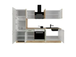 Flex-Well Exclusiv Küchenzeile Cara 270 cm Schilfgrün matt - Artisan Eiche