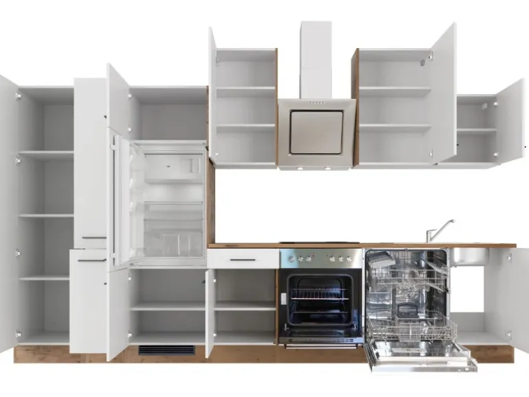 Flex-Well Exclusiv Küchenzeile Vintea 360 cm Magnolia matt - Lancelot Oak