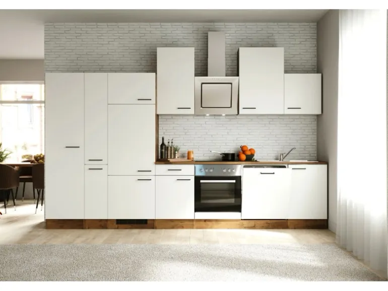 Flex-Well Exclusiv Küchenzeile Vintea 360 cm Magnolia matt - Lancelot Oak
