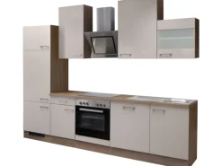Flex-Well Exclusiv Küchenzeile Orlando 280 cm Kaschmir Glanz-Sonoma Eiche