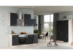 Flex-Well Exclusiv Küchenzeile Lara 360 cm Anthrazit - San Remo Eiche