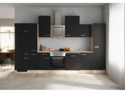 Flex-Well Exclusiv Küchenzeile Lara 360 cm Anthrazit - San Remo Eiche