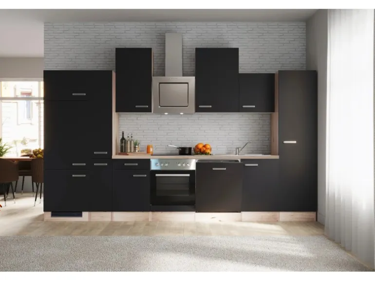 Flex-Well Exclusiv Küchenzeile Lara 360 cm Anthrazit - San Remo Eiche