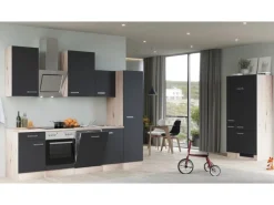 Flex-Well Exclusiv Küchenzeile Lara 360 cm Anthrazit - San Remo Eiche