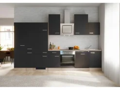Flex-Well Exclusiv Küchenzeile Lara 360 cm Anthrazit - San Remo Eiche