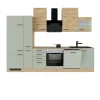 Flex-Well Exclusiv Küchenzeile Cara 310 cm Schilfgrün matt - Artisan Eiche