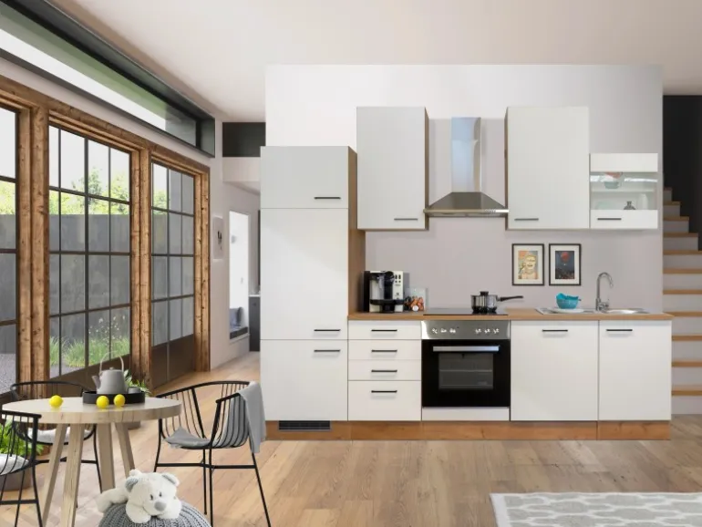 Flex-Well Exclusiv Küchenzeile Vintea 280 cm Magnolia-Lancelot Oak