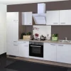Flex-Well Exclusiv Küchenzeile Valero 270 cm Hochglanz Weiß-Sonoma Eiche
