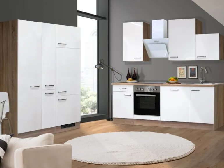 Flex-Well Exclusiv Küchenzeile Valero 360 cm Hochglanz Weiß