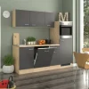Flex-Well Exclusiv Küchenzeile Morena 210 cm Basaltgrau Matt-San Remo Eiche Hell