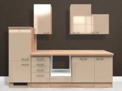 Flex-Well Exclusiv Küchenzeile Orlando 280 cm ohne E-Geräte Kaschmir Glanz