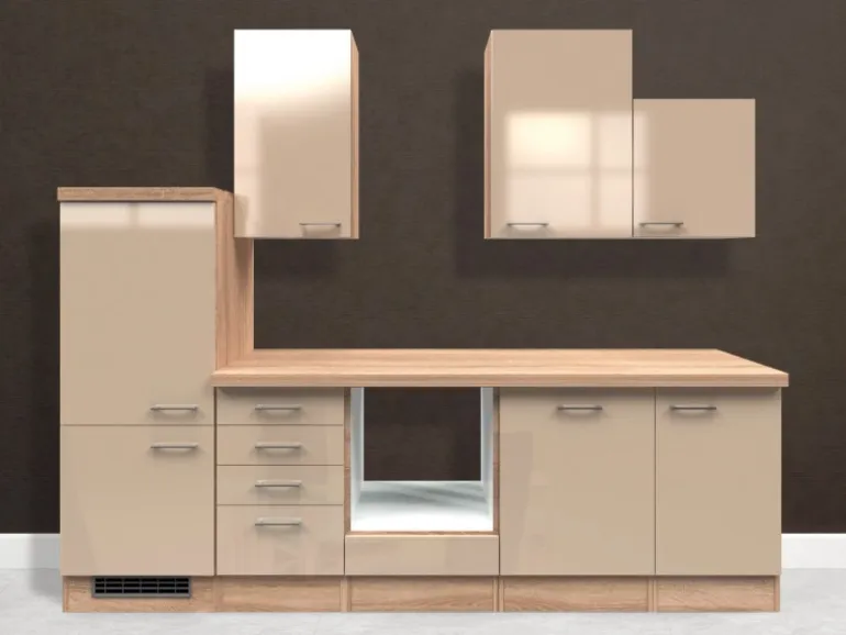 Flex-Well Exclusiv Küchenzeile Orlando 280 cm ohne E-Geräte Kaschmir Glanz