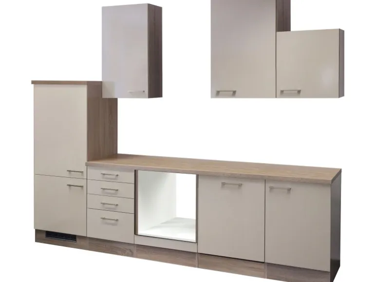 Flex-Well Exclusiv Küchenzeile Orlando 280 cm ohne E-Geräte Kaschmir Glanz