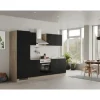 Flex-Well Exclusiv Küchenzeile Capri 270 cm Schwarz Matt-Endgrain Oak