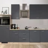 Flex-Well Exclusiv Küchenzeile Morena 280 cm Basaltgrau matt-San Remo Eiche hell