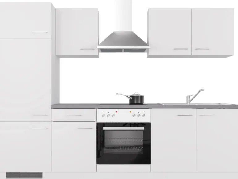 Flex-Well Exclusiv Küchenzeile Joelina 270 cm Weiß matt - Beton Grau