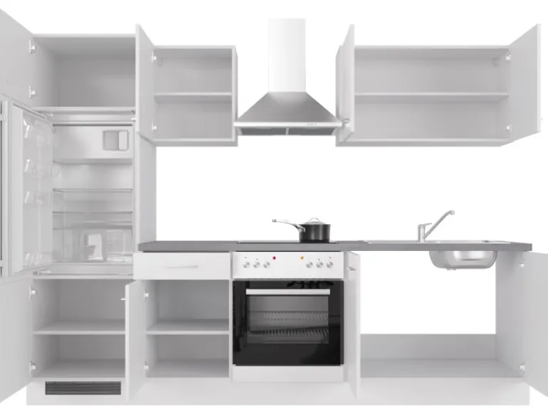 Flex-Well Exclusiv Küchenzeile Joelina 270 cm Weiß matt - Beton Grau