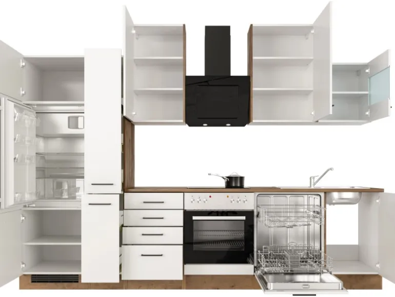 Flex-Well Exclusiv Küchenzeile Vintea 310 cm Magnolia matt - Lancelot Oak