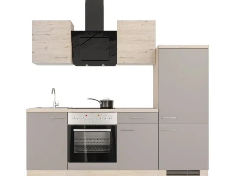 Flex-Well Exclusiv Küchenzeile Arizona 220 cm Quarz Cubanit - San Remo Eiche