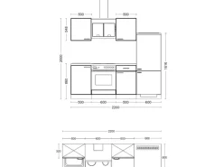 Flex-Well Exclusiv Küchenzeile Orlando 220 cm Kaschmir Glanz - Sonoma Eiche