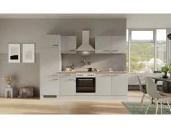 Flex-Well Exclusiv Küchenzeile Lund 270 cm Lichtgrau glänzend-Rauchgrau